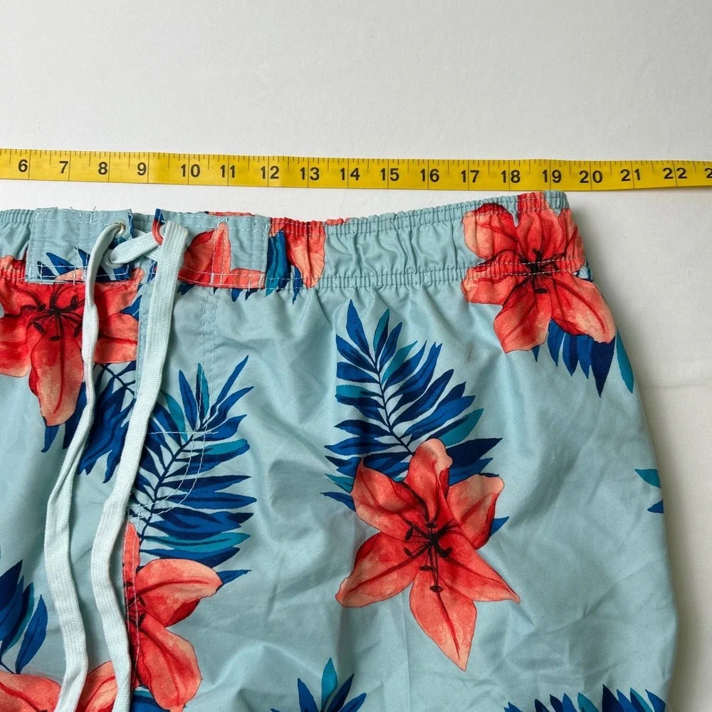 Kanu Surf Mens Tropical Floral Cargo Swim Trunks Size 3X Blue Beach Vacation